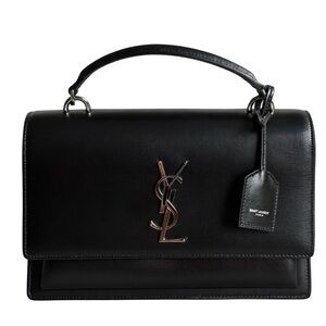 Saint Laurent Sunset Black Leather Bag